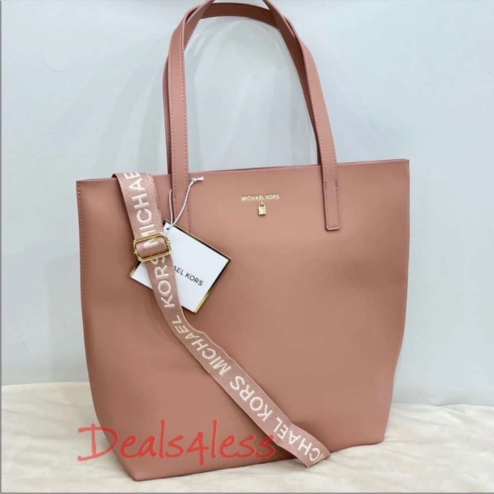 Michael Kors Tote Bag Purse Blush Gold Large Shoulder Bag Shopper Crossbody NEW - Picture 5 of 9